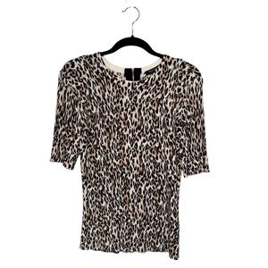 WHITE HOUSE BLACK MARKET LEOPARD PRINT TOP SZ M